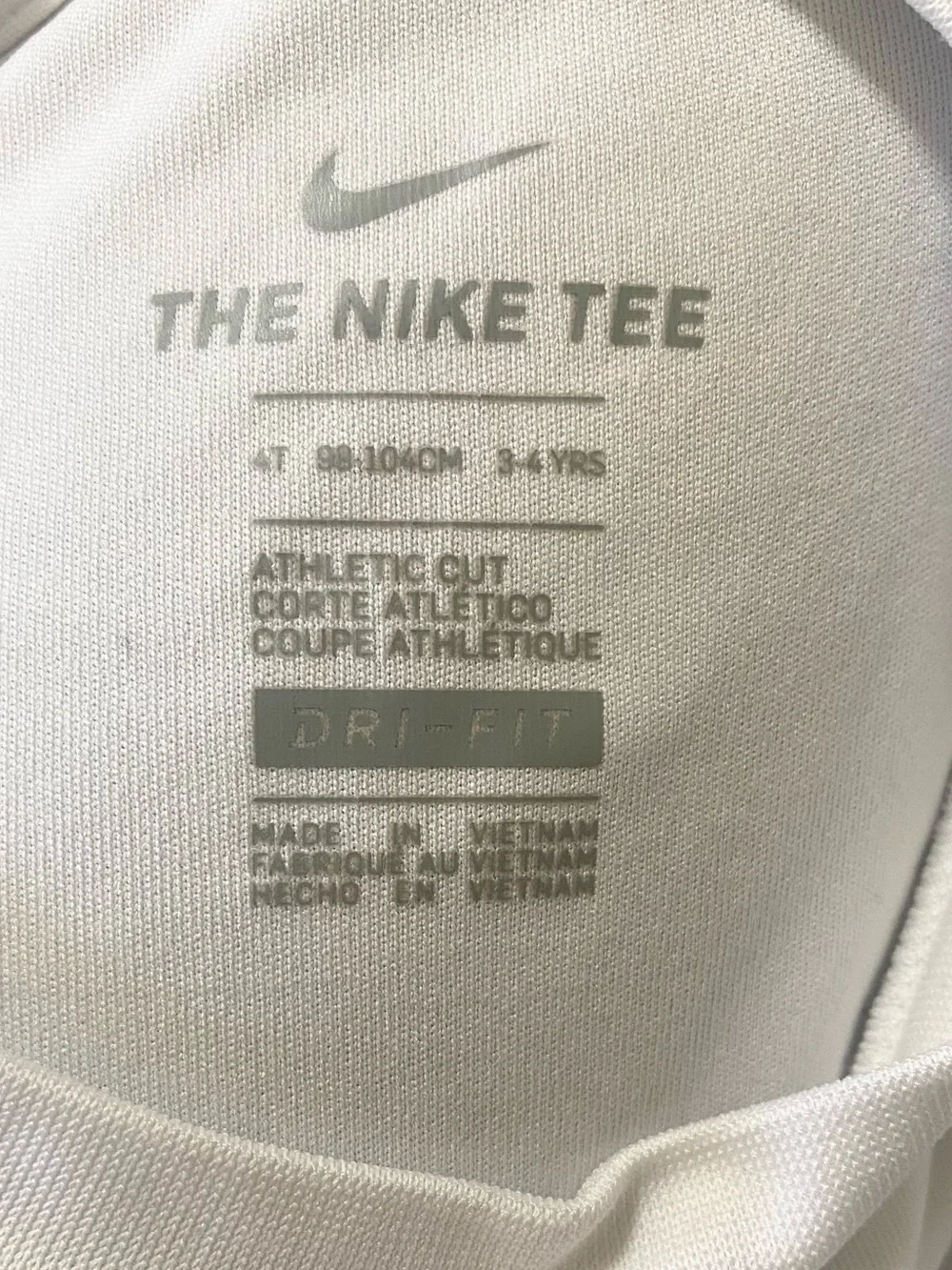 Nike White Long-Sleeve 'BEAST' Dri-Fit Performance Tee Toddler Boy 3-4 years